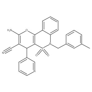 2-Amino-6-(3-methylbenzyl)-4-(pyridin-3-yl)-4,6-dihydropyrano[3,2-c][2,1]benzothiazine-3-carbonitrile 5,5-dioxide Structure