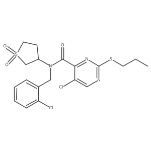 5-chloro-N-(2-chlorobenzyl)-N-(1,1-dioxidotetrahydrothiophen-3-yl)-2-(propylsulfanyl)pyrimidine-4-carboxamide结构式