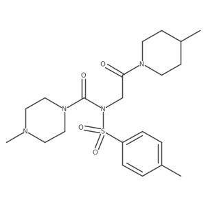 4-methyl-N-(2-(4-methylpiperidin-1-yl)-2-oxoethyl)-N-tosylpiperazine-1-carboxamide Structure