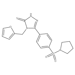 4-(Furan-2-ylmethyl)-5-(4-(pyrrolidin-1-ylsulfonyl)phenyl)-4H-1,2,4-triazole-3-thiol Structure