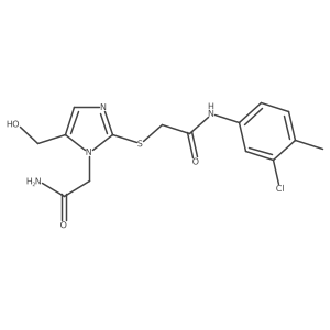 2-((1-(2-amino-2-oxoethyl)-5-(hydroxymethyl)-1H-imidazol-2-yl)thio)-N-(3-chloro-4-methylphenyl)acetamide结构式