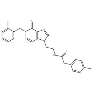 2-(4-fluorophenyl)-N-(2-(5-(2-methylbenzyl)-4-oxo-4,5-dihydro-1H-pyrazolo[3,4-d]pyrimidin-1-yl)ethyl)acetamide结构式