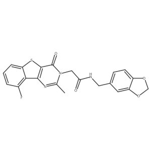 N-(1,3-benzodioxol-5-ylmethyl)-2-(9-fluoro-2-methyl-4-oxo[1]benzothieno[3,2-d]pyrimidin-3(4H)-yl)acetamide结构式