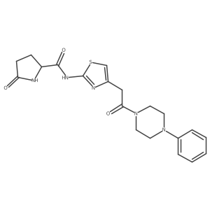 5-oxo-N-(4-(2-oxo-2-(4-phenylpiperazin-1-yl)ethyl)thiazol-2-yl)pyrrolidine-2-carboxamide结构式