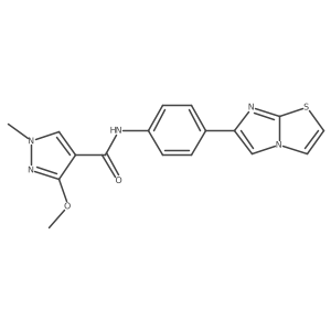 N-(4-(imidazo[2,1-b]thiazol-6-yl)phenyl)-3-methoxy-1-methyl-1H-pyrazole-4-carboxamide结构式