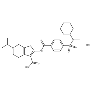 2-(4-(N-cyclohexyl-N-methylsulfamoyl)benzamido)-6-isopropyl-4,5,6,7-tetrahydrothieno[2,3-c]pyridine-3-carboxamide hydrochloride结构式