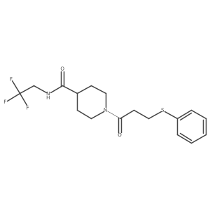 1-(3-(phenylthio)propanoyl)-N-(2,2,2-trifluoroethyl)piperidine-4-carboxamide结构式