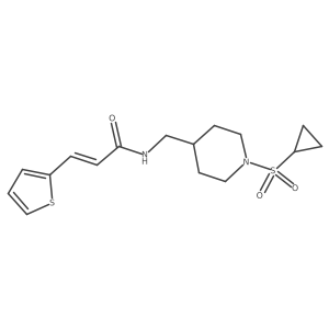(E)-N-((1-(cyclopropylsulfonyl)piperidin-4-yl)methyl)-3-(thiophen-2-yl)acrylamide结构式