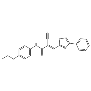 (Z)-2-cyano-N-(4-ethoxyphenyl)-3-(4-phenyl-1,3-thiazol-2-yl)prop-2-enamide结构式