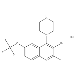 3-Bromo-2-methyl-4-(piperazin-1-yl)-6-(trifluoromethoxy)quinoline hydrochloride结构式