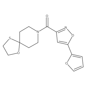 (5-(Furan-2-yl)isoxazol-3-yl)(1-oxa-4-thia-8-azaspiro[4.5]decan-8-yl)methanone结构式