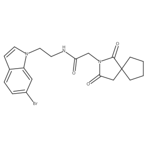 N-[2-(6-bromo-1H-indol-1-yl)ethyl]-2-(1,3-dioxo-2-azaspiro[4.4]non-2-yl)acetamide结构式