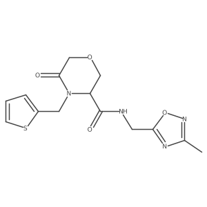 N-((3-methyl-1,2,4-oxadiazol-5-yl)methyl)-5-oxo-4-(thiophen-2-ylmethyl)morpholine-3-carboxamide Structure