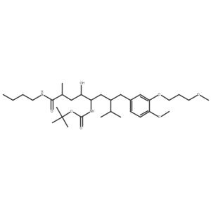 5(S)-tert-butoxycarbonylamino-4(S)-hydroxy-7(S)-isopropyl-2(R)-methyl-8-[4-methoxy-3-(3-methoxy-propyloxy)-phenyl]-octanoic acid (N-butyl)-amide结构式