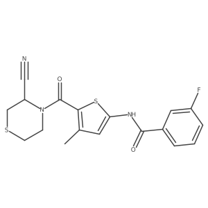 N-[5-(3-cyanothiomorpholine-4-carbonyl)-4-methylthiophen-2-yl]-3-fluorobenzamide结构式