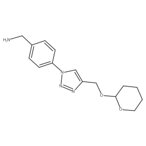 4-[4-[[(Tetrahydro-2H-pyran-2-yl)oxy]methyl]-1H-1,2,3-triazol-1-yl]benzenemethanamine结构式