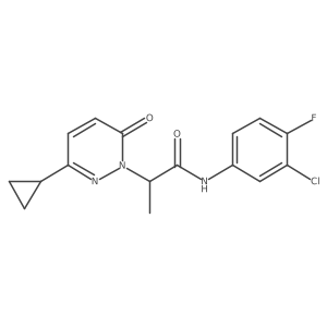 N-(3-chloro-4-fluorophenyl)-2-(3-cyclopropyl-6-oxopyridazin-1(6H)-yl)propanamide Structure
