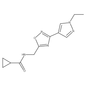 N-((3-(1-ethyl-1H-pyrazol-4-yl)-1,2,4-oxadiazol-5-yl)methyl)cyclopropanecarboxamide结构式