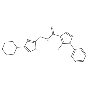 N-((4-cyclohexylthiazol-2-yl)methyl)-5-methyl-1-phenyl-1H-pyrazole-4-carboxamide Structure