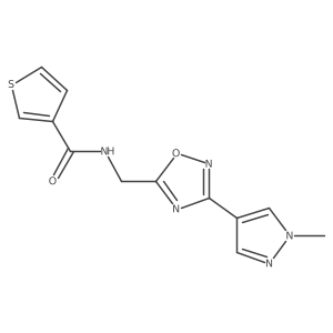 N-((3-(1-methyl-1H-pyrazol-4-yl)-1,2,4-oxadiazol-5-yl)methyl)thiophene-3-carboxamide结构式