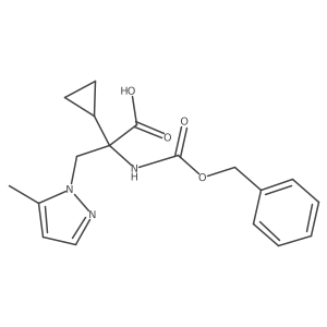 2-{[(benzyloxy)carbonyl]amino}-2-cyclopropyl-3-(5-methyl-1H-pyrazol-1-yl)propanoic acid结构式