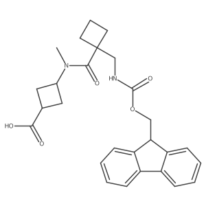 3-{N-methyl1-[({[(9H-fluoren-9-yl)methoxy]carbonyl}amino)methyl]cyclobutaneamido}cyclobutane-1-carboxylic acid结构式