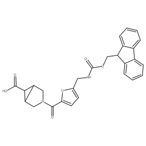 (1R,5S)-3-{5-[({[(9H-fluoren-9-yl)methoxy]carbonyl}amino)methyl]furan-2-carbonyl}-3-azabicyclo[3.1.0]hexane-6-carboxylic acid Structure