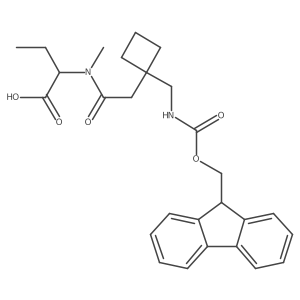 2-(2-{1-[({[(9H-fluoren-9-yl)methoxy]carbonyl}amino)methyl]cyclobutyl}-N-methylacetamido)butanoic acid结构式
