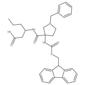 3-{[1-benzyl-3-({[(9H-fluoren-9-yl)methoxy]carbonyl}amino)pyrrolidin-3-yl]formamido}hexanoic acid结构式