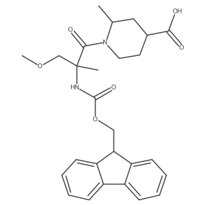 1-[2-({[(9H-fluoren-9-yl)methoxy]carbonyl}amino)-3-methoxy-2-methylpropanoyl]-2-methylpiperidine-4-carboxylic acid结构式