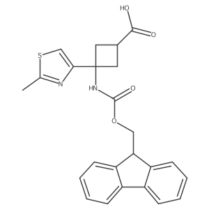 3-({[(9H-fluoren-9-yl)methoxy]carbonyl}amino)-3-(2-methyl-1,3-thiazol-4-yl)cyclobutane-1-carboxylic acid结构式