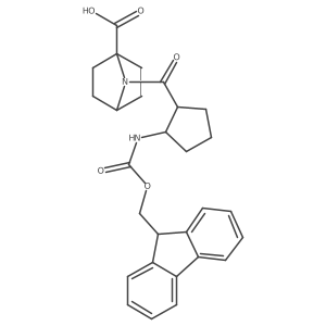 rac-7-[(1R,2S)-2-({[(9H-fluoren-9-yl)methoxy]carbonyl}amino)cyclopentanecarbonyl]-7-azabicyclo[2.2.1]heptane-1-carboxylic acid结构式