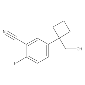 2-Fluoro-5-[1-(hydroxymethyl)cyclobutyl]benzonitrile Structure