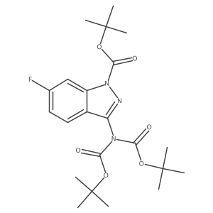 tert-Butyl 3-{bis[(tert-butoxy)carbonyl]amino}-6-fluoroindazole-1-carboxylate结构式