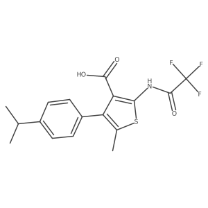 5-Methyl-4-[4-(propan-2-yl)phenyl]-2-(2,2,2-trifluoroacetamido)thiophene-3-carboxylic acid结构式