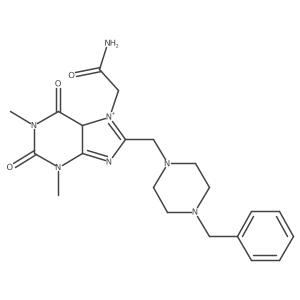 2-[8-[(4-benzylpiperazin-1-yl)methyl]-1,3-dimethyl-2,6-dioxo-5H-purin-7-ium-7-yl]acetamide Structure