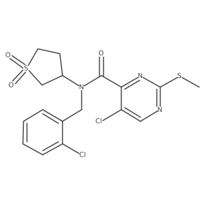 5-chloro-N-(2-chlorobenzyl)-N-(1,1-dioxidotetrahydrothiophen-3-yl)-2-(methylsulfanyl)pyrimidine-4-carboxamide结构式