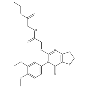 Ethyl 2-(2-((3-(3,4-dimethoxyphenyl)-4-oxo-3,4,6,7-tetrahydrothieno[3,2-d]pyrimidin-2-yl)thio)acetamido)acetate结构式