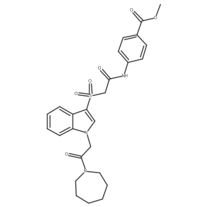 methyl 4-(2-((1-(2-(azepan-1-yl)-2-oxoethyl)-1H-indol-3-yl)sulfonyl)acetamido)benzoate Structure