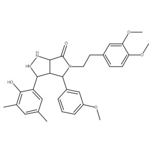 5-[2-(3,4-Dimethoxyphenyl)ethyl]-3-(2-hydroxy-3,5-dimethylphenyl)-4-(3-methoxyphenyl)-1,2,3,3a,4,6a-hexahydropyrrolo[3,4-c]pyrazol-6-one结构式