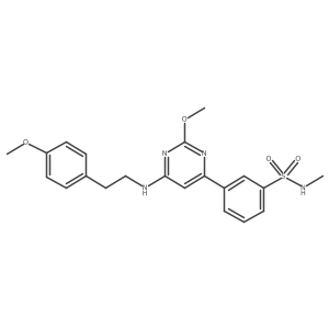 3-{2-methoxy-6-[2-(4-methoxy-phenyl)-ethylamino]-pyrimidin-4-yl}-N-methyl-benzenesulfonamide结构式