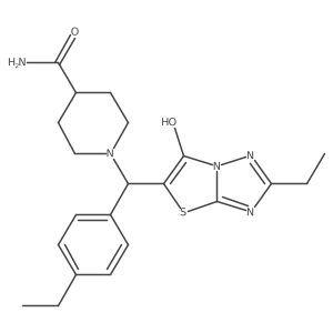 1-((2-Ethyl-6-hydroxythiazolo[3,2-b][1,2,4]triazol-5-yl)(4-ethylphenyl)methyl)piperidine-4-carboxamide结构式