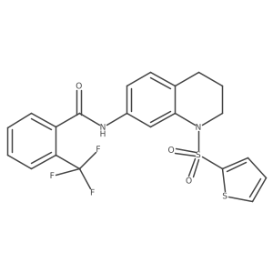 N-(1-(thiophen-2-ylsulfonyl)-1,2,3,4-tetrahydroquinolin-7-yl)-2-(trifluoromethyl)benzamide结构式