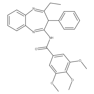 N-(4-ethyl-3-phenyl-3H-1,5-benzodiazepin-2-yl)-3,4,5-trimethoxybenzamide结构式