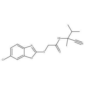 2-[(6-chloro-1,3-benzoxazol-2-yl)sulfanyl]-N-(1-cyano-1,2-dimethylpropyl)acetamide Structure