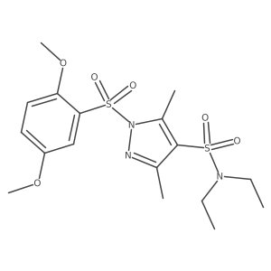 1-((2,5-dimethoxyphenyl)sulfonyl)-N,N-diethyl-3,5-dimethyl-1H-pyrazole-4-sulfonamide结构式