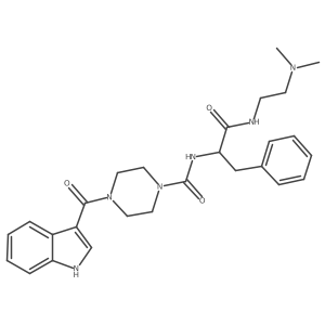 N-[(2S)-1-[2-(dimethylamino)ethylamino]-1-oxo-3-phenylpropan-2-yl]-4-(1H-indole-3-carbonyl)piperazine-1-carboxamide结构式