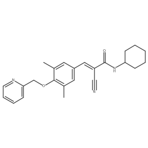 2-cyano-N-cyclohexyl-3-{3,5-dimethyl-4-[(pyridin-2-yl)methoxy]phenyl}prop-2-enamide结构式