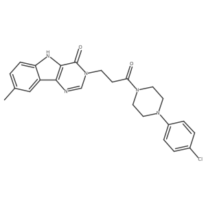 Cc1ccc2[nH]c3c(=O)n(CCC(=O)N4CCN(c5ccc(Cl)cc5)CC4)cnc3c2c1结构式