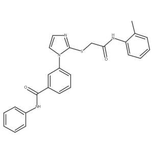 3-(2-((2-oxo-2-(o-tolylamino)ethyl)thio)-1H-imidazol-1-yl)-N-phenylbenzamide结构式